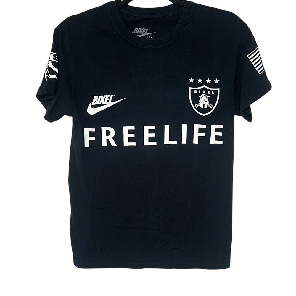 Bixel Mens Free Life Los Angeles Raiders Short Sleeve Cotton Shirt‎ Size S